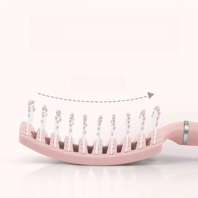 Women's Crown Hair Comb Volumizing Paddle Brush Flat Fix Macaron Bone Qme