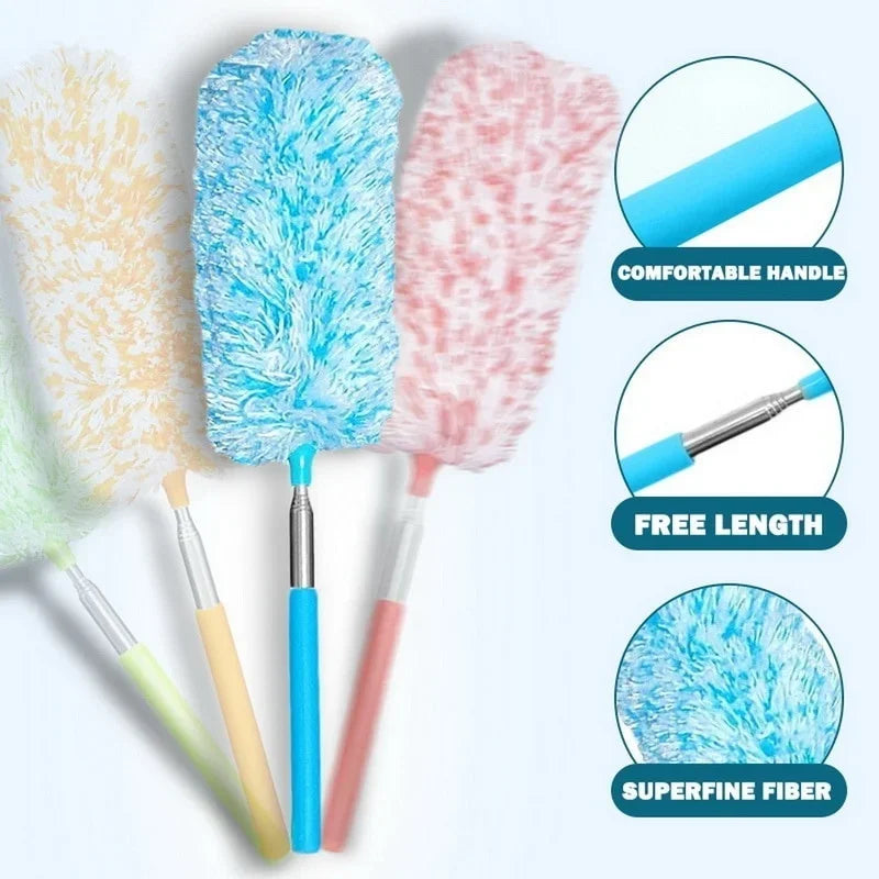 Telescopic Electrostatic Dust Cleaning Brush Extendable Microfiber Duster For Household Car Ceiling Fan Furniture Cleaning Tool Qme