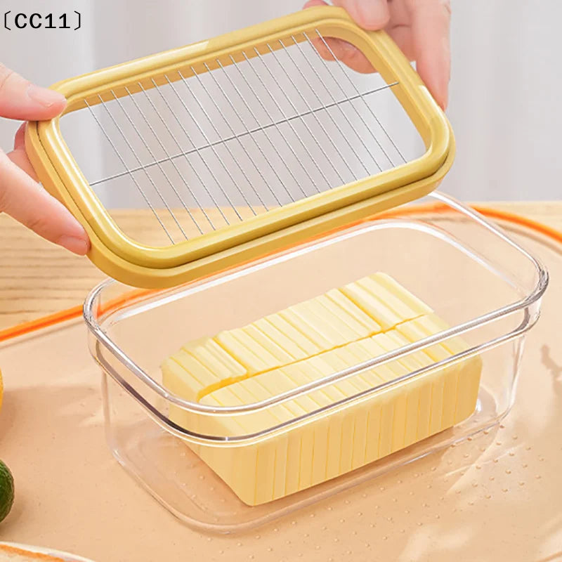 Butter Dish Keeper Cutter Slicer Clear Airtight Easy Cutting Qme