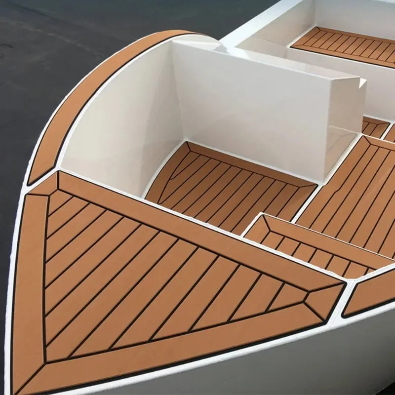 2.4m Self-Adhesive EVA Foam Boat Marine Flooring Faux Teak Decking Sheet Striped Yacht Mat 8 Styles Brown Gray Gold Black Qme