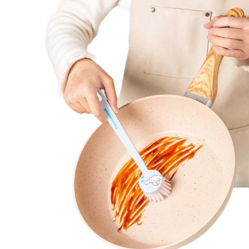 Hello Kitty Kuromi Kitchen Pot Scrubber Dishwashing Wonder Soft-Bristled Long-Handled Pot Scrubber for Home Use Qme