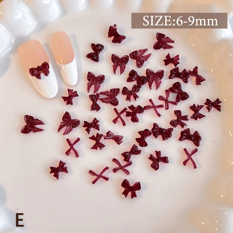 Mix Colorful Cute Bow Ribbon Resin Nail Art Decorations 3D Butterfly Qme E