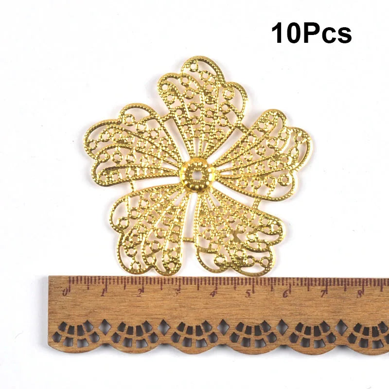 Flowers Antique Filigree Wraps Connectors For DIY Jewelry Accessories Findings Making Scrapbook Supplies Home Decor Metal Crafts Qme 62X62mm 10pcs