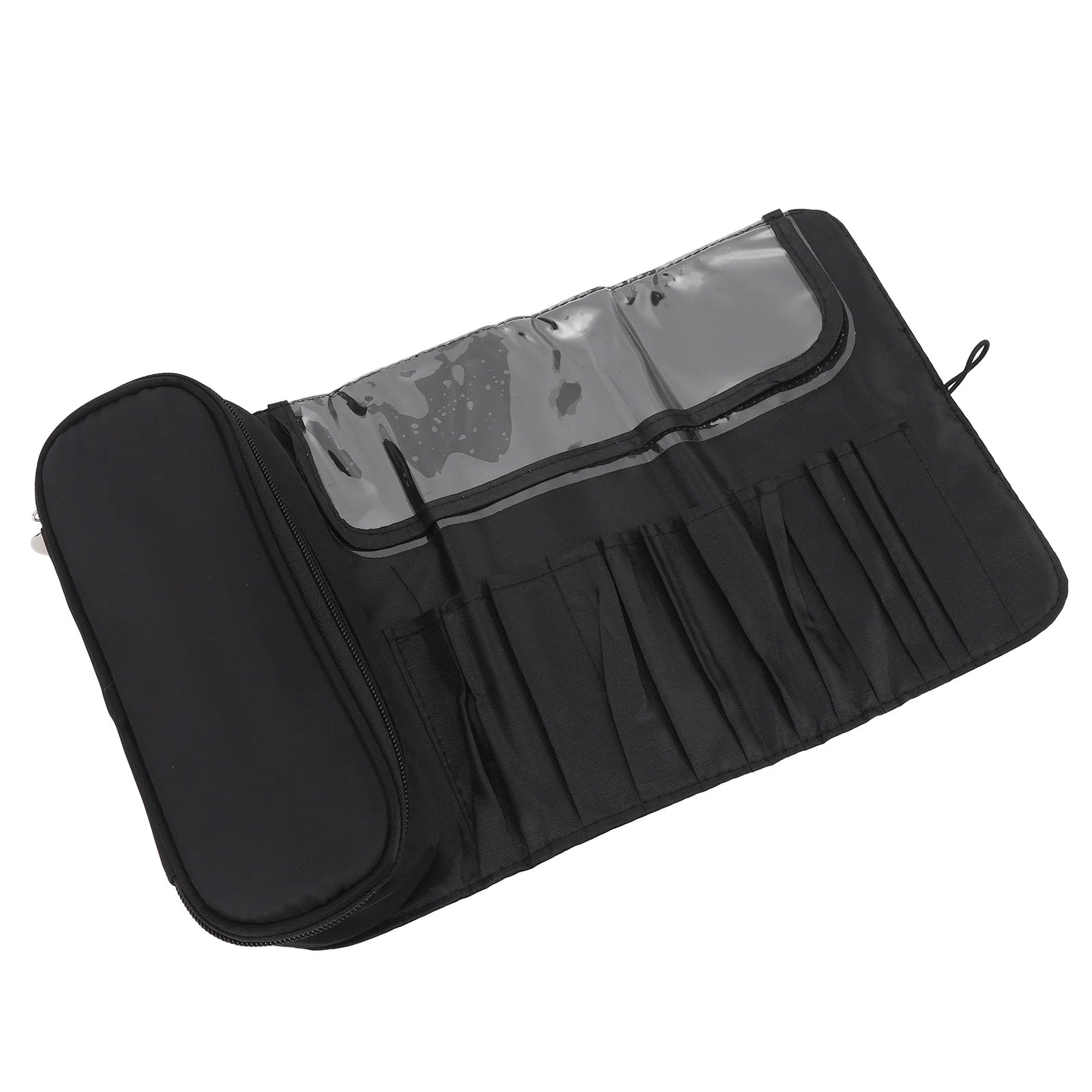 Makeup Brush Travel Case Makeup Brush Travel Case 12 Slots Multifunctional Waterproof Foldable Travel Cosmetic Brush Case Black Qme