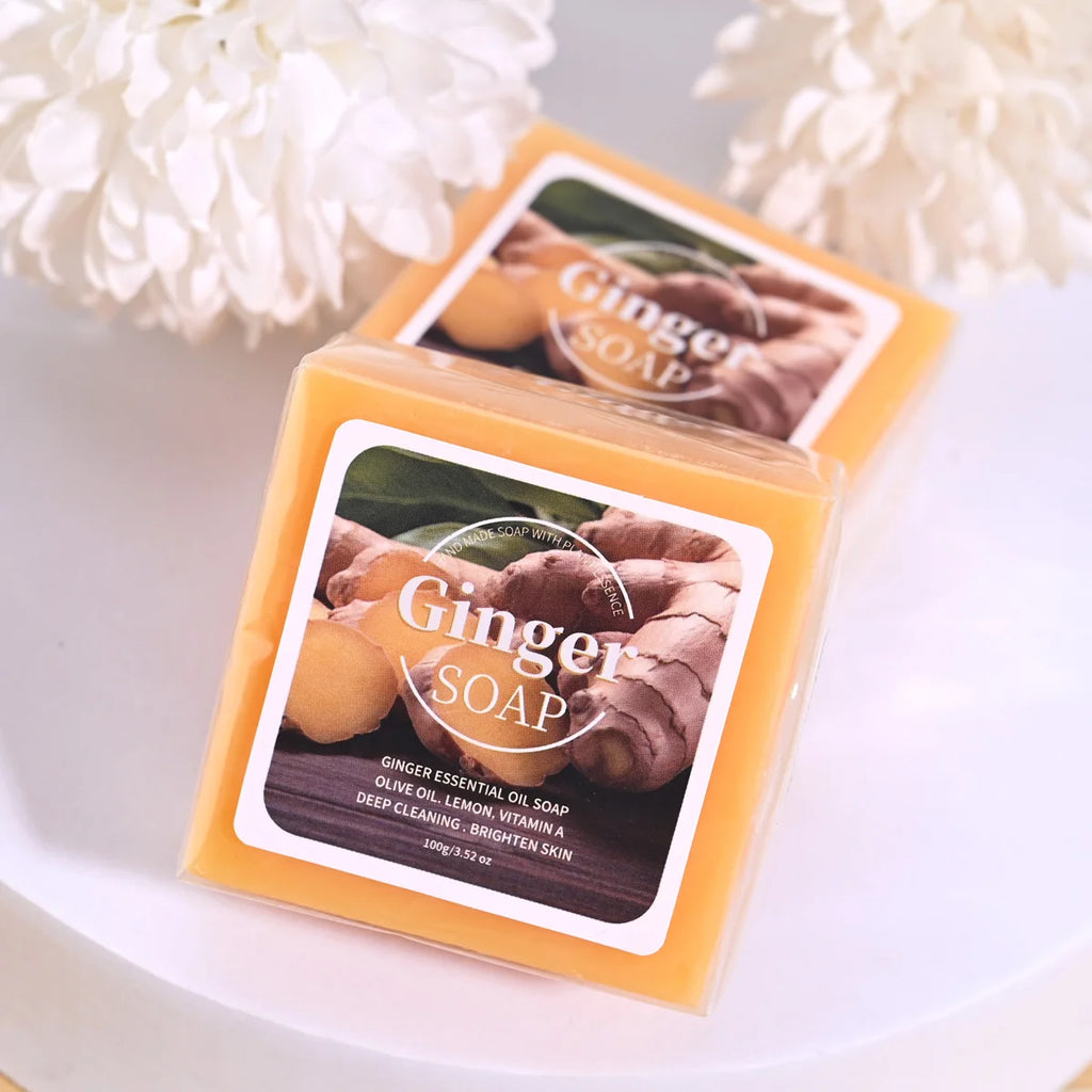 B+ Ginger Essential Oil Soap Plant Extract Deep Cleansing Acne Qme
