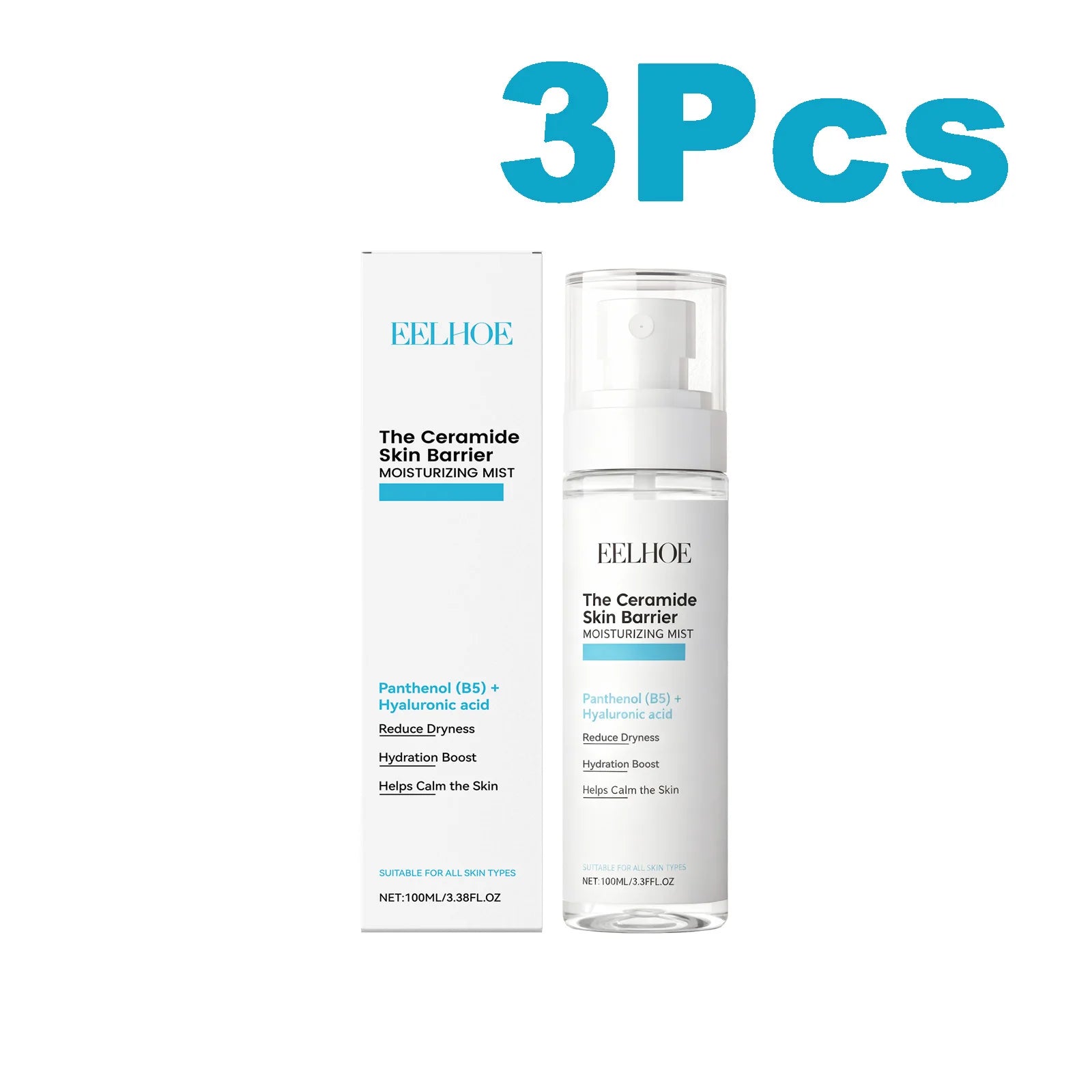 Hyaluronic Acid Hydrating Face Mist Oil Control Minimizes Pores Tightens Skin Soothes Lifting Brightening Refreshing Toner Spray Qme 3 x 100ml Boxed