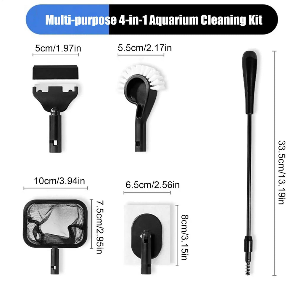Fish Tank Cleaning 4-in-1 Gravel Scraper Brush Fish Tank Cleaning Tools For Betta Turtle Shrimp Pond Terrarium Freshwater Qme