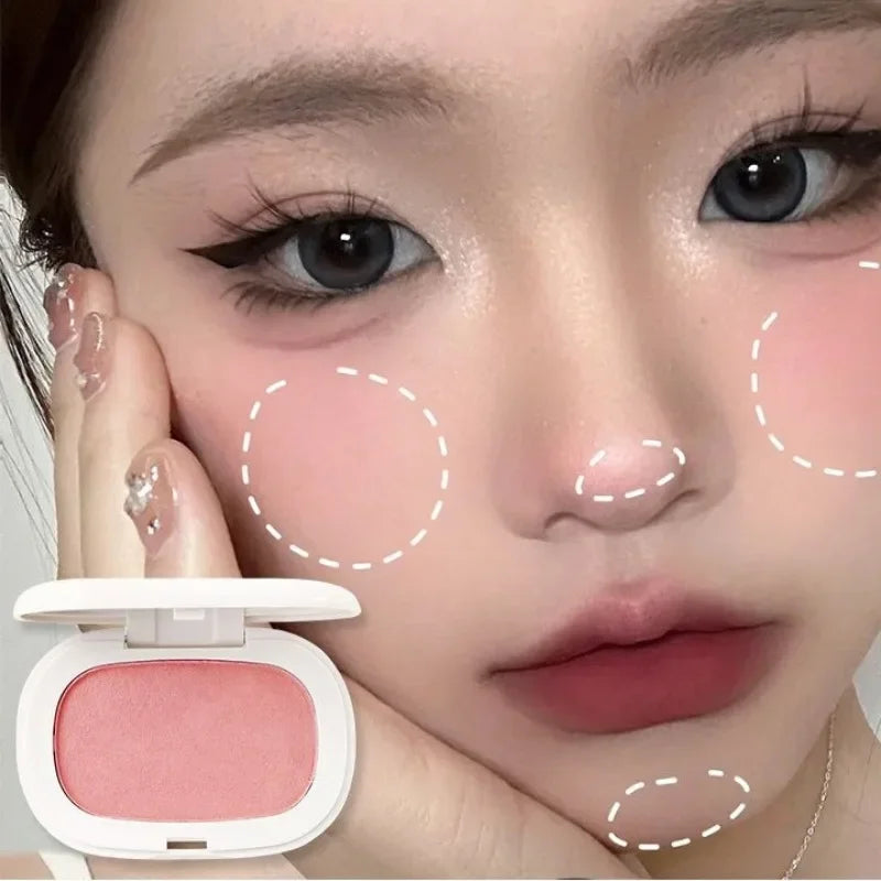 Face Blusher Matte Natural Cheek Tint Brighten Face Contouring Waterproof Cosmetics Blush Powder Soft Female Makeup 1pcs Blusher Qme 01