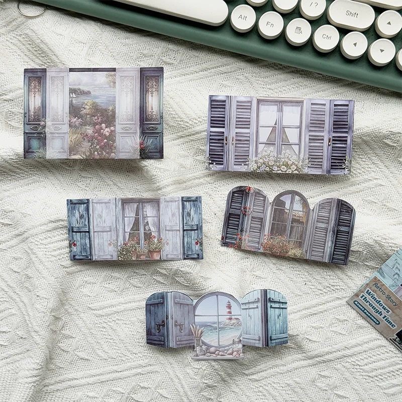 1pack Handbook Material Stickers Collection Light Vintage Window Organs 10pcs Per Pack Door and Window Themed Time1pack/2p Qme A