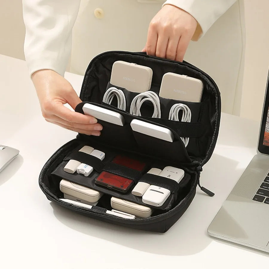 Portable Travel Cord Organizer Electronic Storage Case Cables Qme