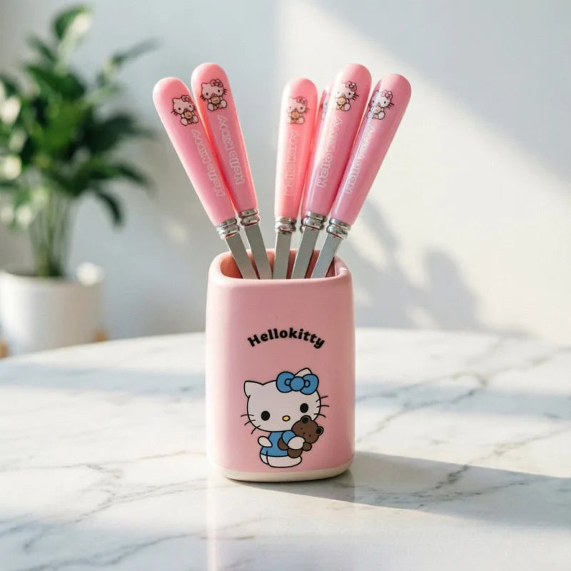 Hello Kitty Kuromi Fork Cute Cartoon-Style Stainless Steel Fruit Fork for Home Use Instagram-Worthy Set Qme