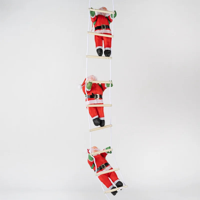Climbing Ladder Rope Santa Doll Xmas Hanging Ornament Window Showcase Qme three person M