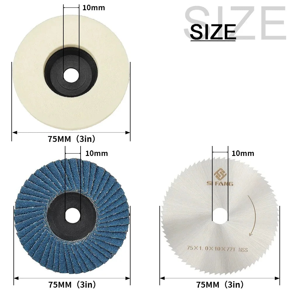 50mm/75mm Wool Polishing Wheel Polishing Pads Angle Grinder Wheel Felt Polishing Disc for Metal Marble Glass Ceramic 1PC Qme