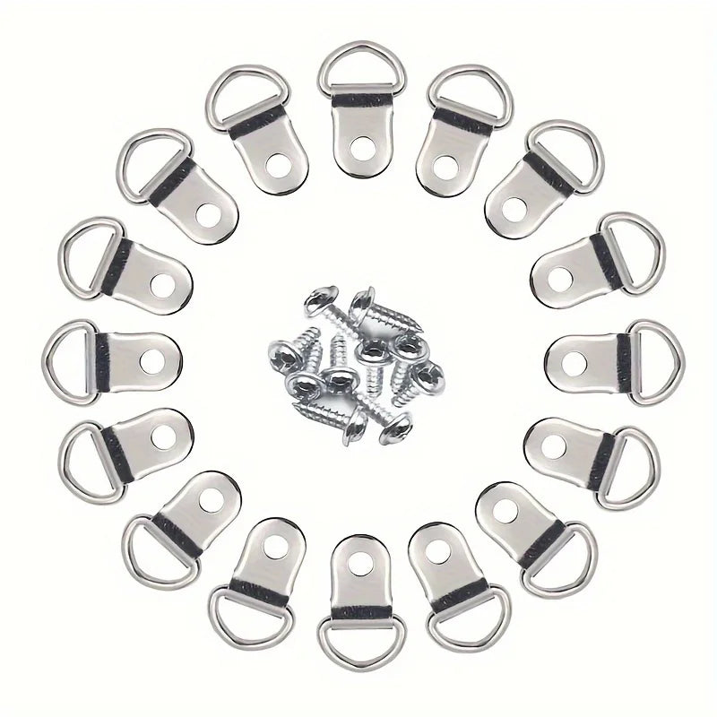 D Ring Picture Hanging Hooks With Screw,Metal D Shape Frame Hanging Hardware For Photo Frame Canva Painting Wall Mount Hanging ﻿ Qme