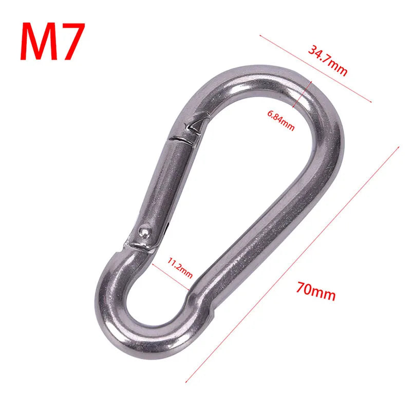 304 Stainless Steel Spring Carabiner Snap Hook Keychain Quick Link Qme M7