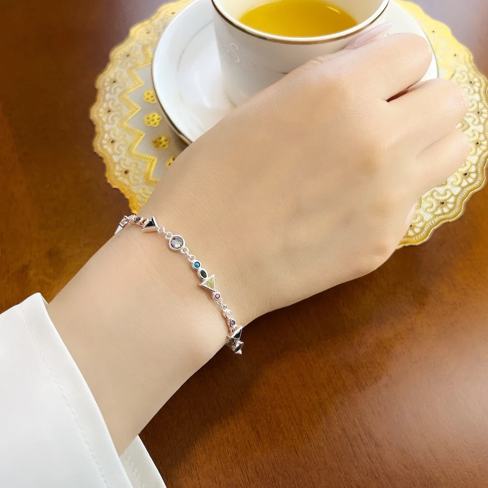 Paradise Journey Bracelets New Colourful Link Chain 925 Sterling Silver Fashion Jewelry Boho Gift For Women Qme