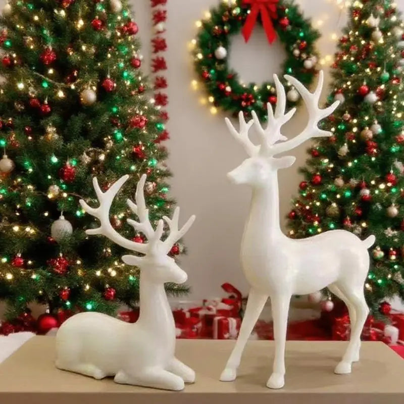 Rustic Table Ornaments Christmas Reindeer Decor For Home Indoor Xmas Holiday Small Statue Reindeer Christmas Decoration Qme