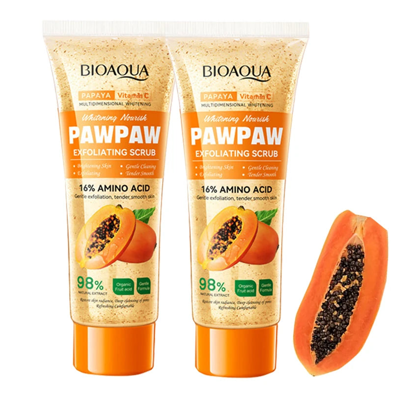 Papaya Vitamin C Exfoliating Scrub Cream Hypoallergenic Moisturizing Qme 2pcs