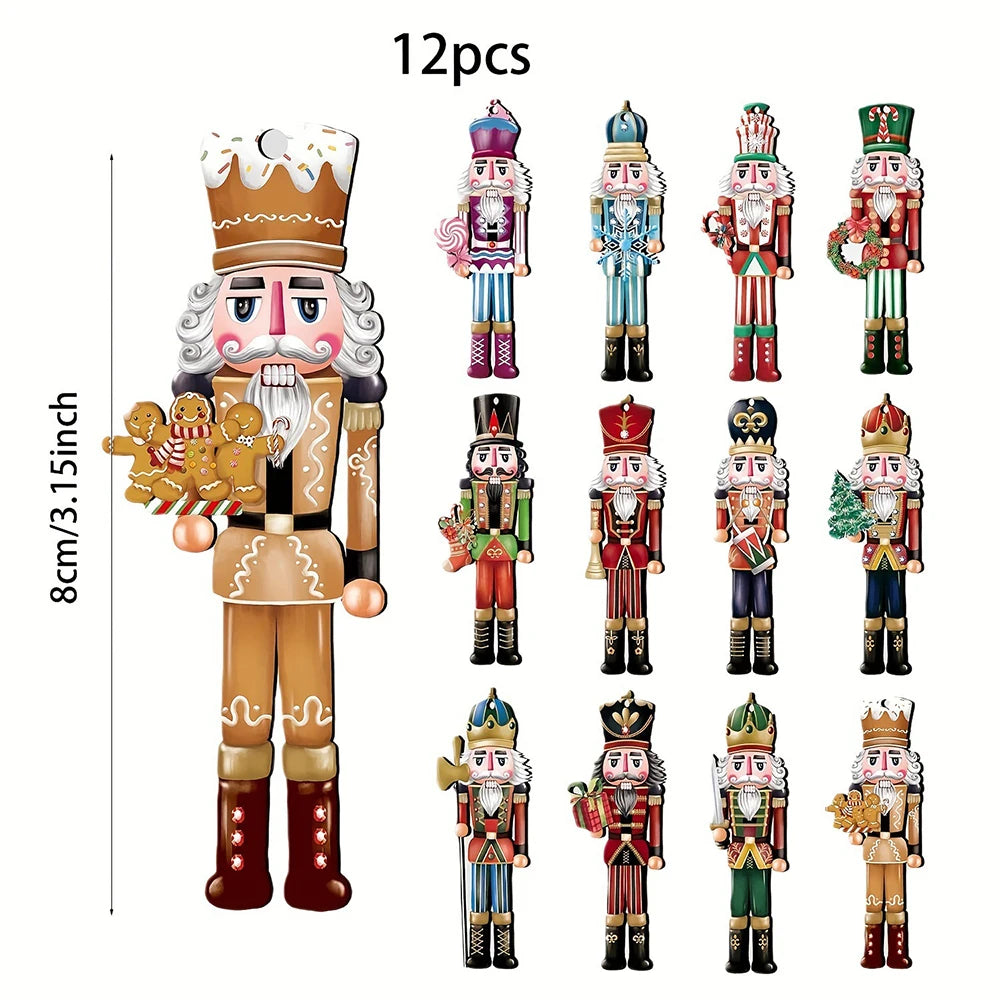 Party 12PCS Nutcracker Wooden Decorative Set - Christmas Gift, Party Decoration And Home Decor Qme