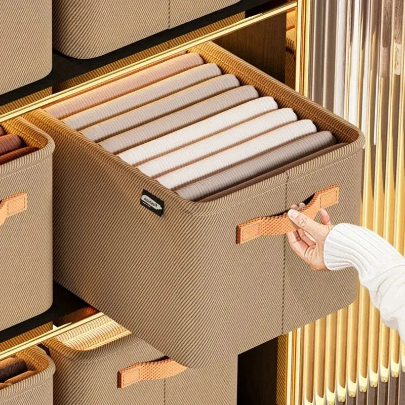 Thicken Fabric Clothes Organizer Storage Box for Sweaters Pants Jeans Drawer Wardrobe Multipurpose Foldable Home Storage Lockers Qme