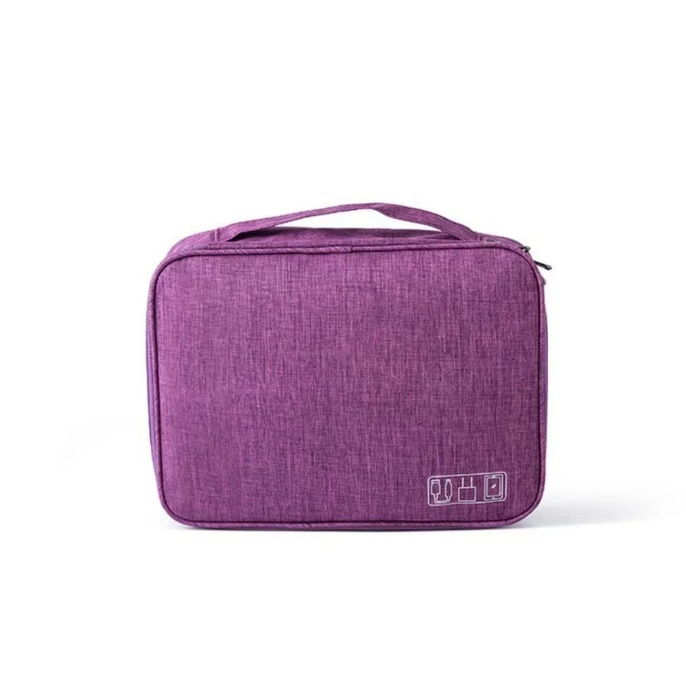 Travel Portable Digital Storage Bag USB Gadget Waterproof Cable Organizer Pouch Electronics Devices Accessories Pack Storage Bag Qme Three layer Purple