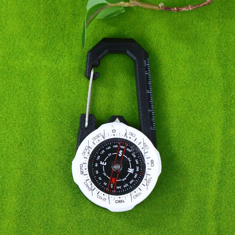 Luminous Compass Keychain Carabiner Portable ABS Material Directional Qme White