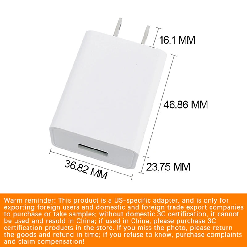 US Adapter 5V 2A Fast Charging UL Plug One USB Port Phone Wall Qme
