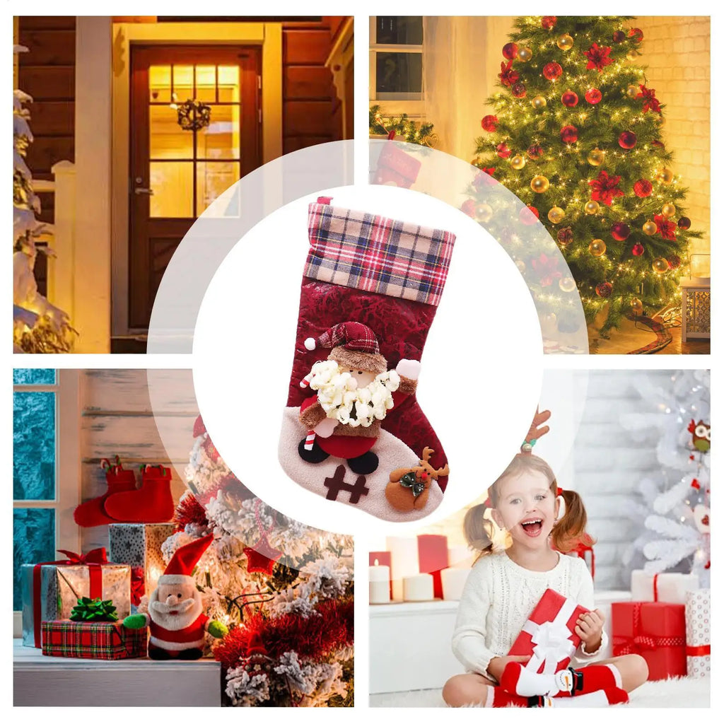 Christmas Stockings Traditional Cute Reindeer Candy Bags Deer Qme