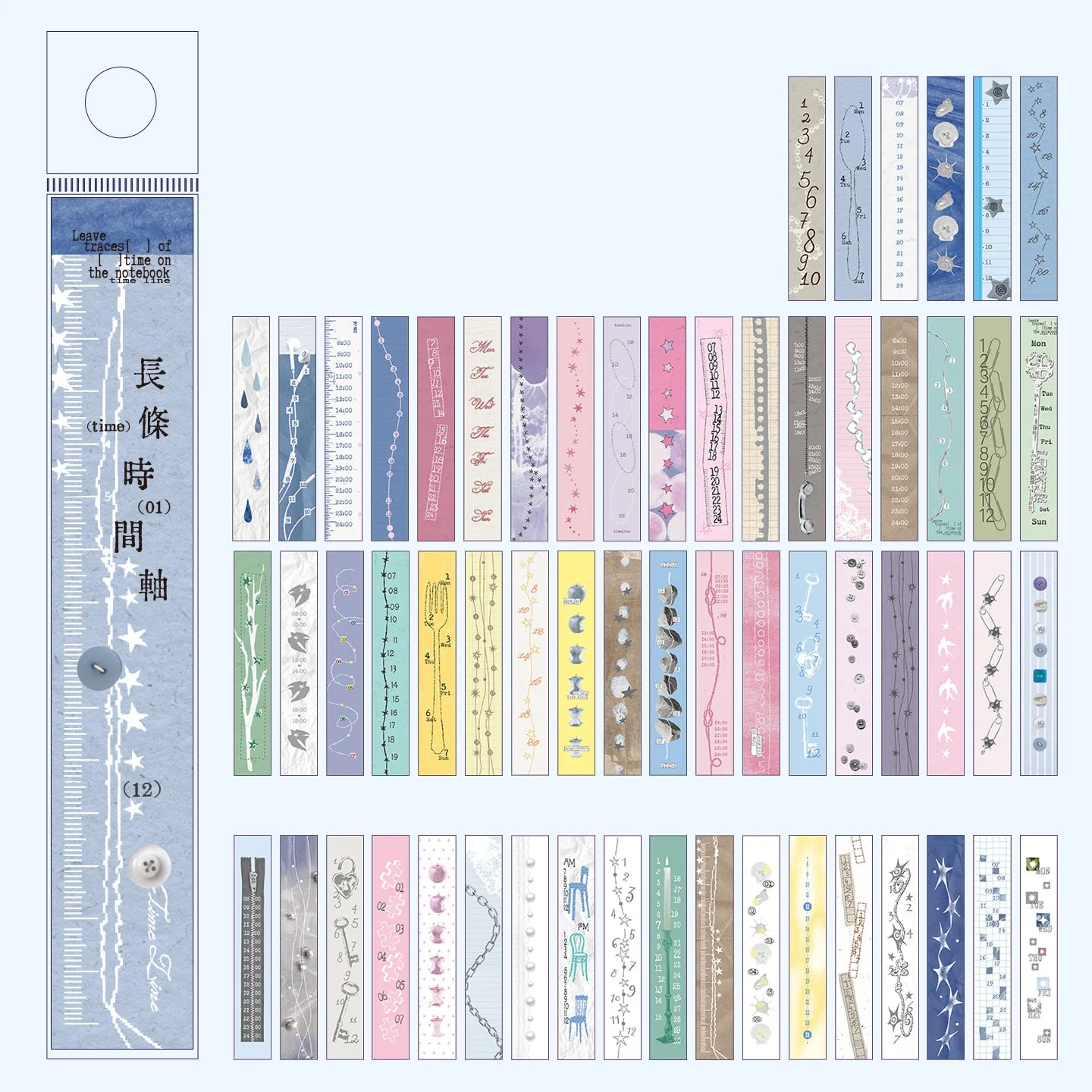 36 Pcs Long Timeline Series Colored Background Paper DIY Diary Decoration Scrapbooking Junk Journal Stationery Supplies Notepad Qme B-36 Pcs