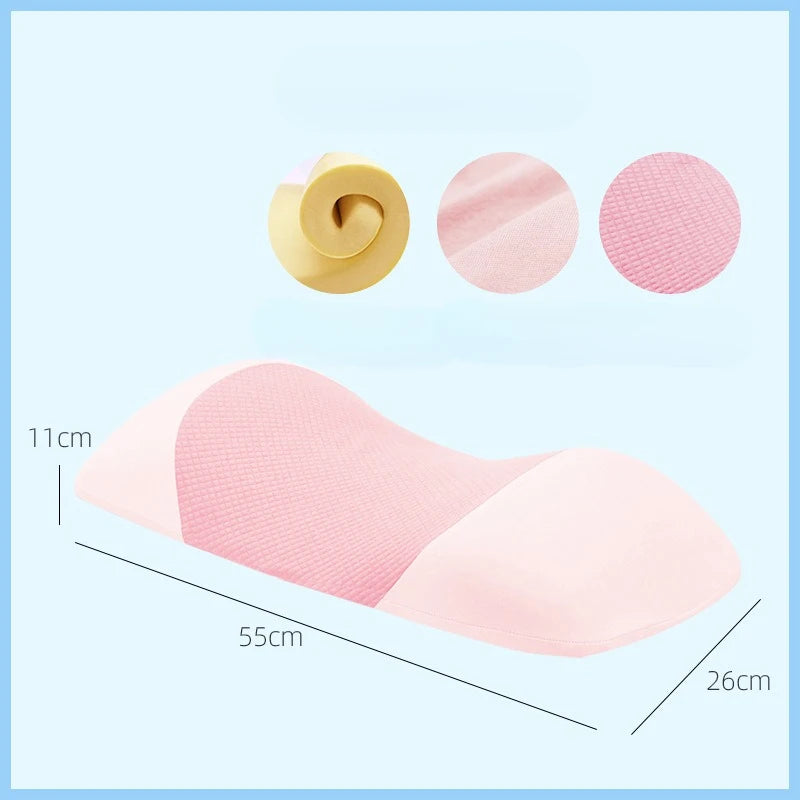 Lumbar Support Pillow for Sleeping Memory Foam Back Lumbar Support Cushion Back Support Bed Pillow Waist Support Back Sleepers Qme Pink 55X26X11CM
