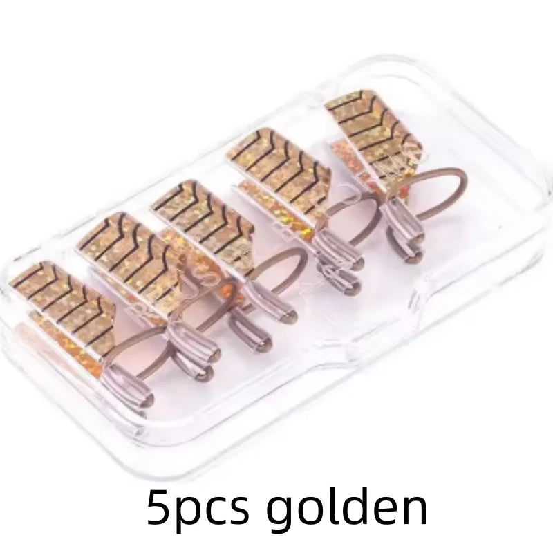 5/10pcs mix color Reusable Aluminum Nail Extensions Pallets Tips Forms Nail Art UV Gel Builder Adjustable Guide Stencil Manicure Qme 5pcs golden