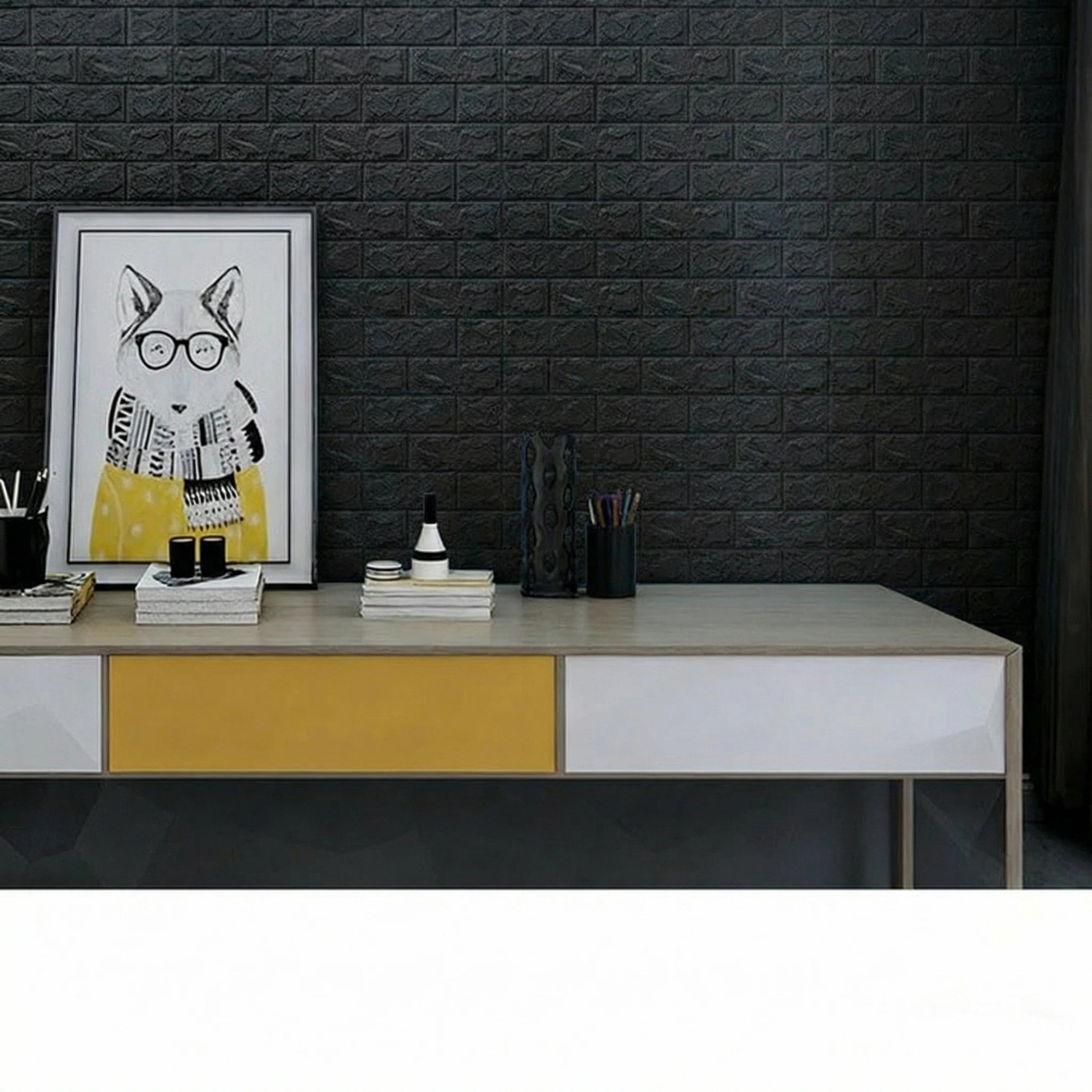 Waterproof 3D Black Wallpaper 70cmx1m Self Adhesive Wall Sticker Qme