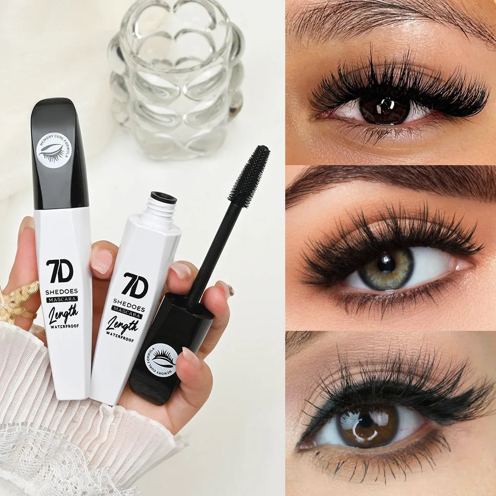 1 2 7D Waterproof Mascara Long Lasting Smudge-proof Non-flaking Qme