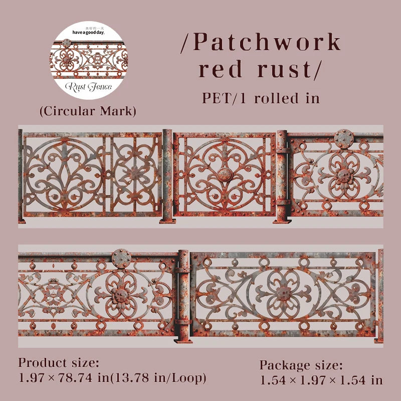 1Roll Vintage Rustic Fence Theme PET Tape for Scrapbooking, Bullet Journal, Collage, DIY Crafts, Phone Case, Laptop Decoration Qme 1