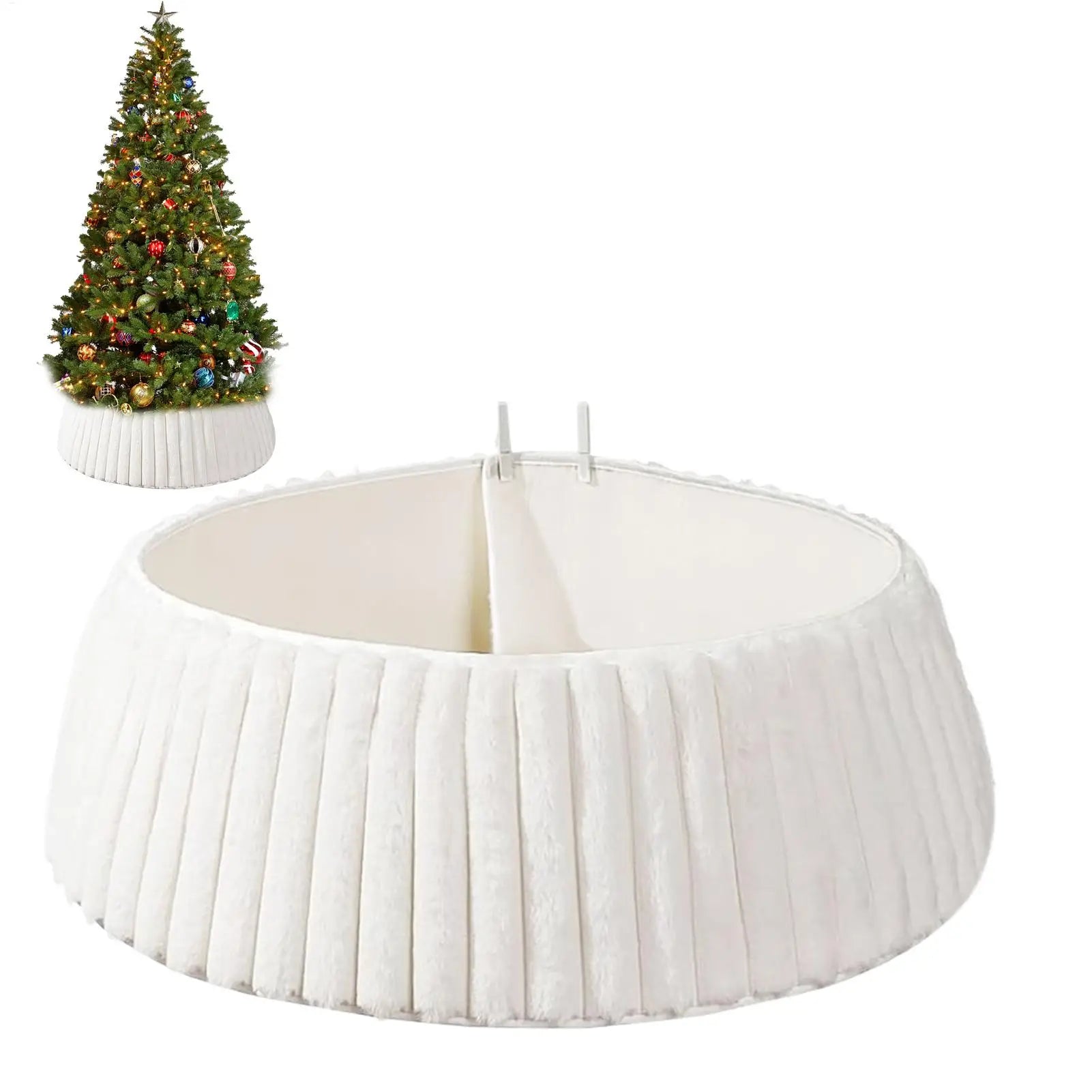 1pc White Christmas Tree Collar Tree Skirt Style Base Cover Rustic Protector Bohemian Artificial Tree Collars for Trees Qme