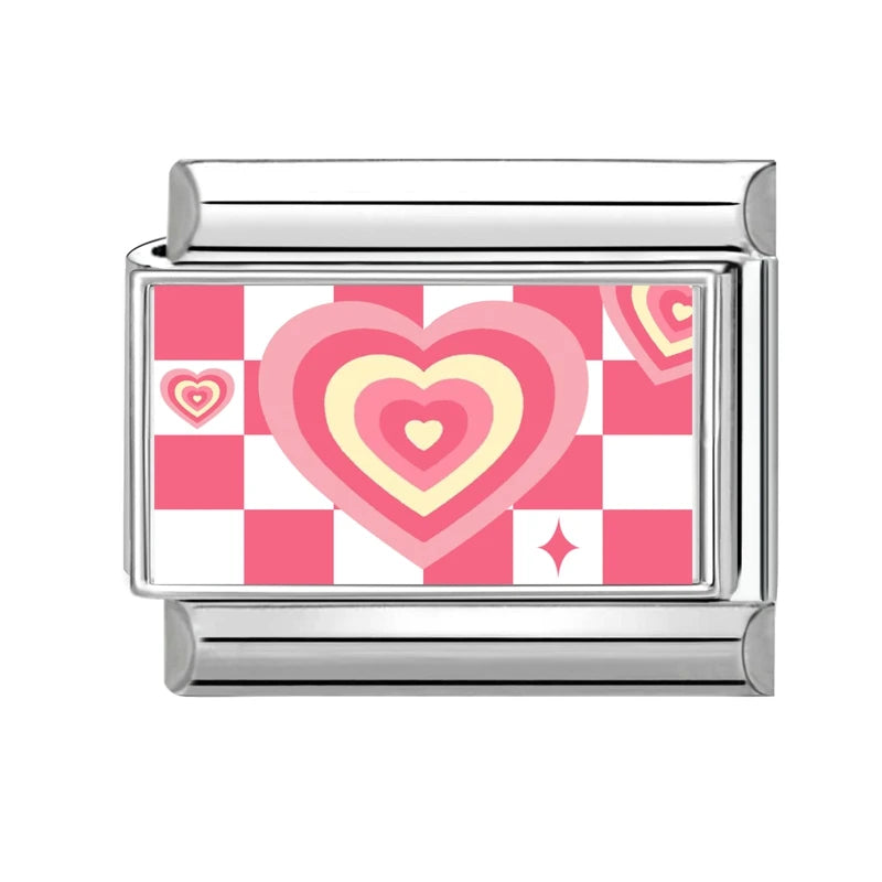 Y2K Wholesale Love Heart I love myself Flowers Italian Charm Link Fit 9mm Stainless Steel Jewelry DIY Making Women Bracelet Gift Qme Style 31