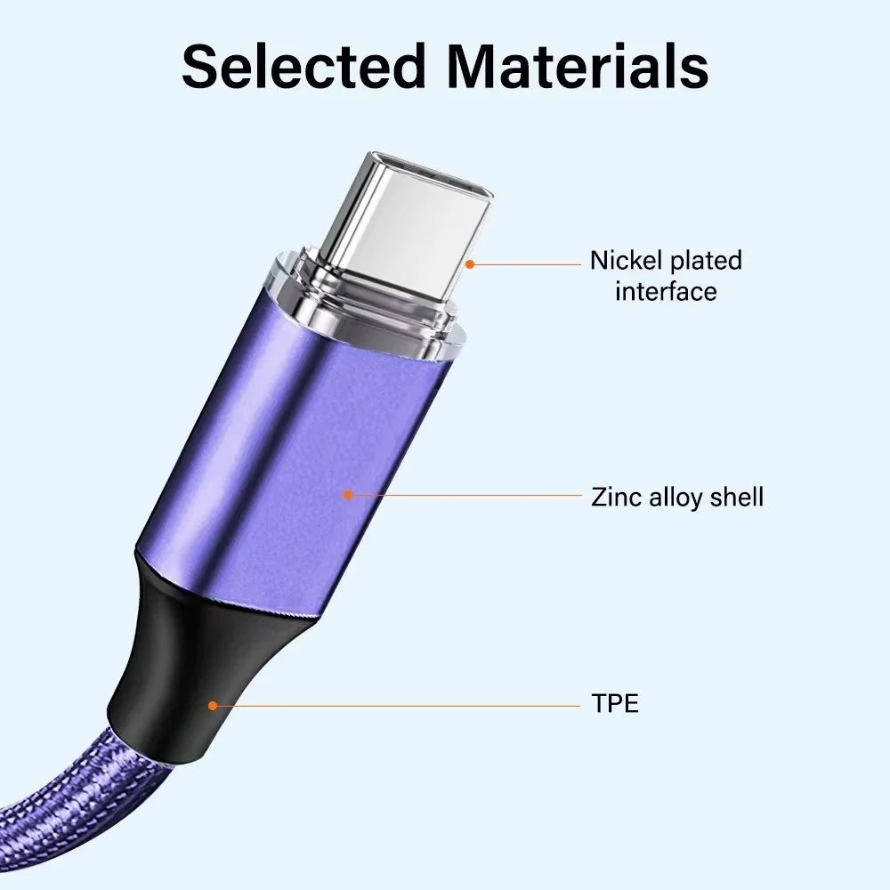 PD 100W USB Type C to C Line For Mobile Phone Laptop Data Charger Cable Quick Charge LED Display USB C Cord 0.5M/1M/2M Data Wire Qme