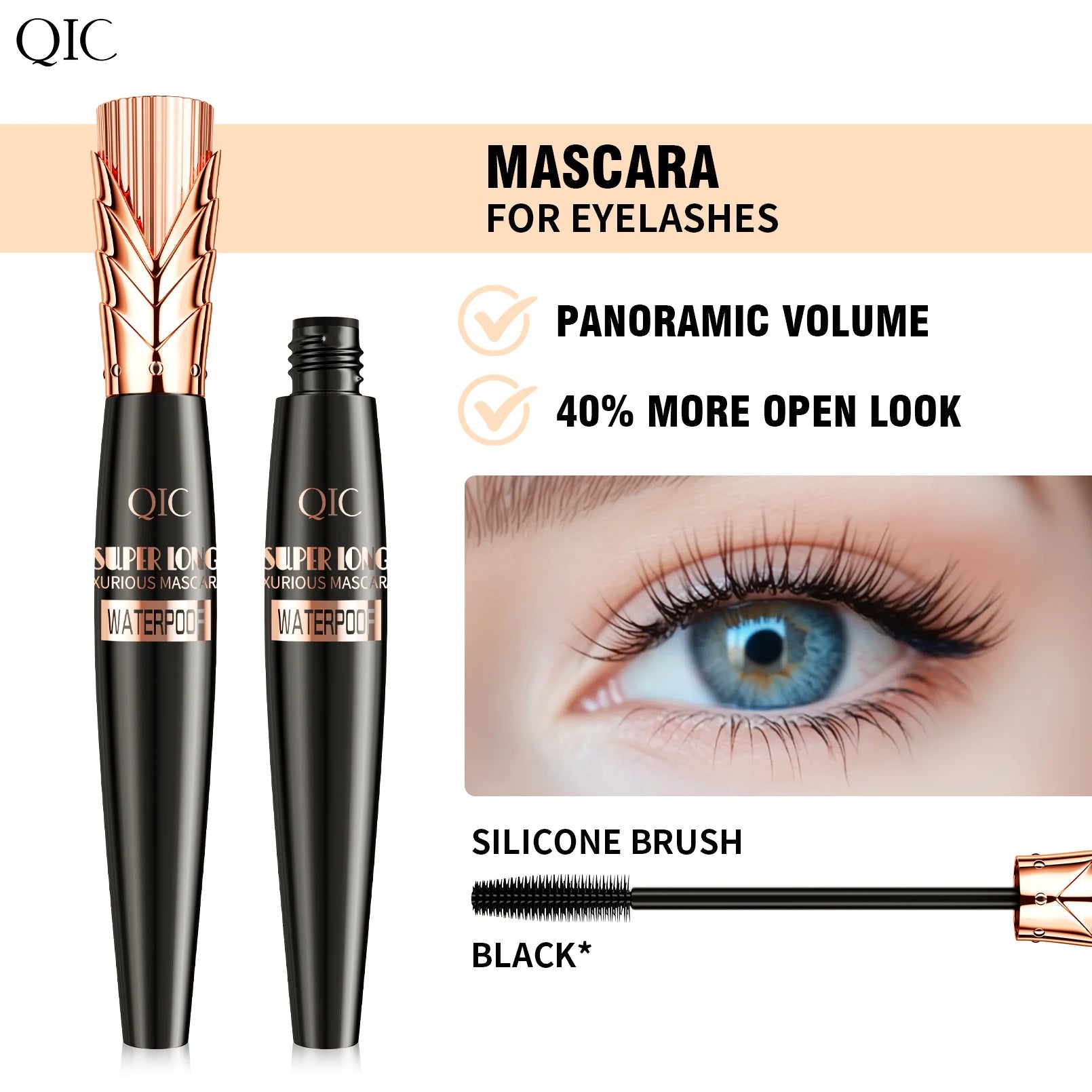 5D Black Waterproof Mascara Lengthens Eyelashes Extension Thick Silk Fiber Mascara Female Makeup Eye Cosmetics Tools for Gifts Qme