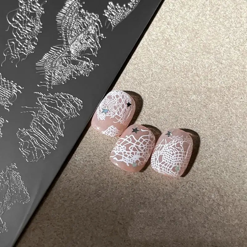 Lace Nail Art Stamping Transfer Tools Stainless Steel Stripes Qme