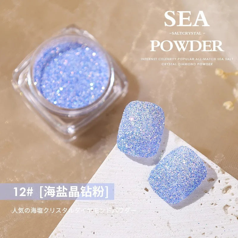 Aurora Sea Salt Crystal Diamond Nail Glitter 12 Colors Super Shiny Sugar Powder Nail Art Decoration Qme 12