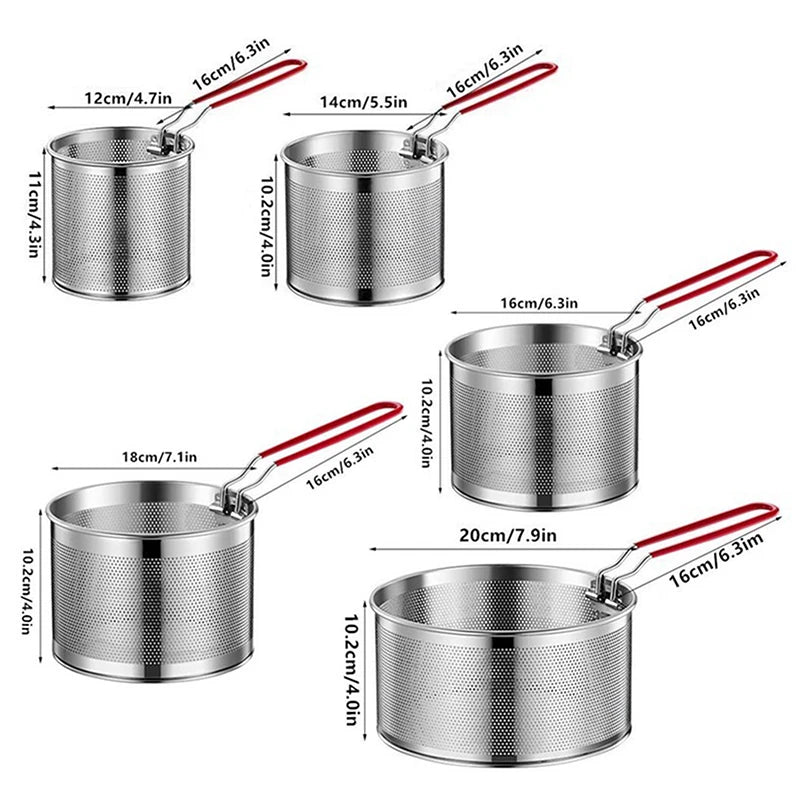Stainless Steel Fried Mesh Kitchen Fry Basket Cooking Pan Oil Qme