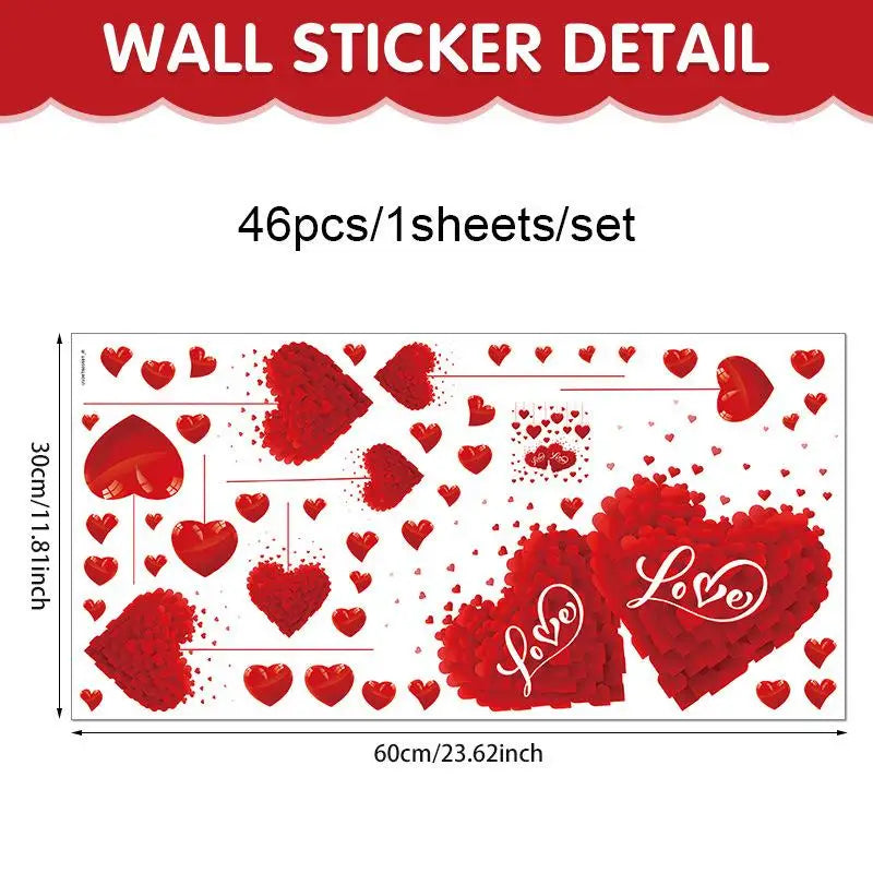 Valentine's Day Atmosphere Decor Stickers Heart-shaped Romantic Sweetheart Balloon Stickers For Glass Windows Display Windows Qme A3
