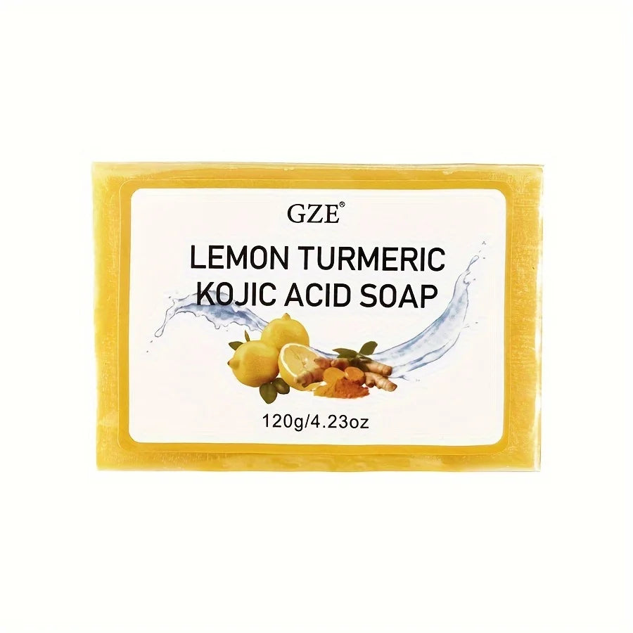 GZE Body Restore Lemon Turmeric Kojic Acid Soap, with Shea Butter, For Face Dark Spots, Body, Rejuvenating, Exfoliating Qme GZE206