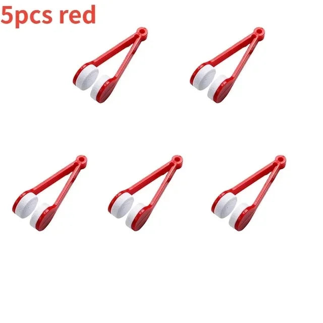 New Creative Two-Side Glasses Brush Soft Microfiber Spectacles Cleaner Glasses Cleaner Rub Eyeglass Cleaning Brush Wiping Tool Qme Red 5pcs
