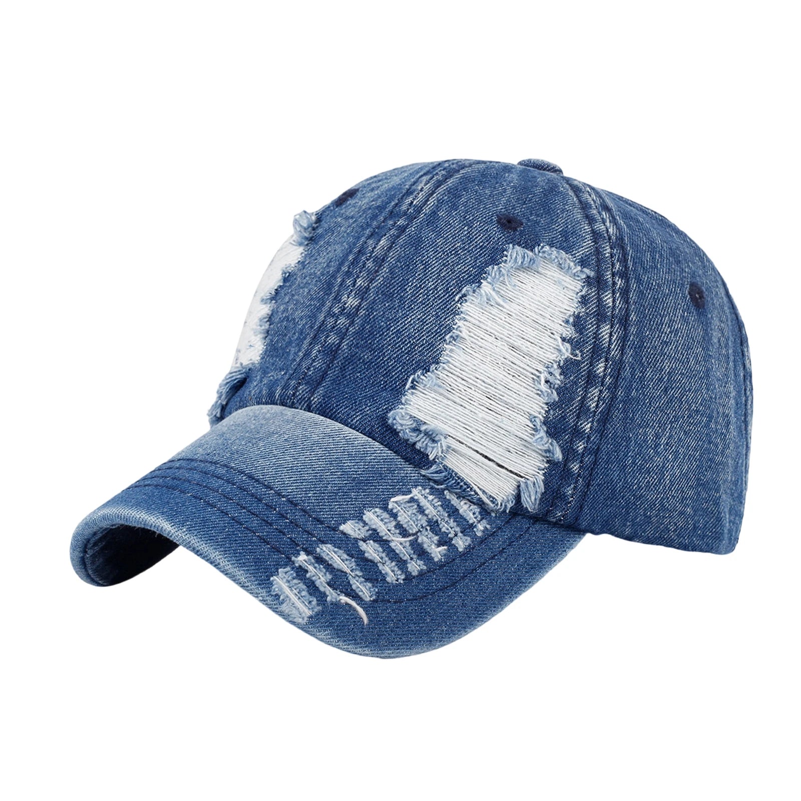 Chic Streetwear Baseball Cap Hole Breaking Vintage Visor Casual and Versatile Caps Fashionable Hats for Men and Women Qme