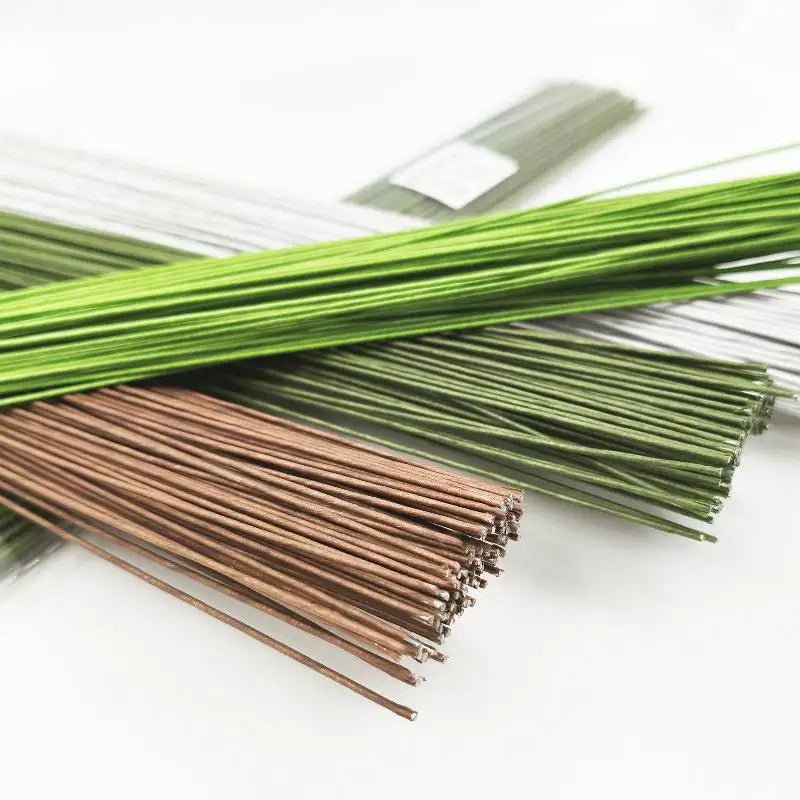 Wedding Home Decor Floral Wire Stems Artificial Green Flower Stem DIY Qme