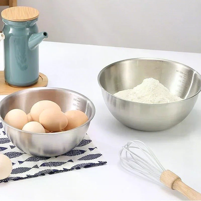 Stainless Steel Bowl Scale Cooking Baking Food Storage Large Capacity Qme