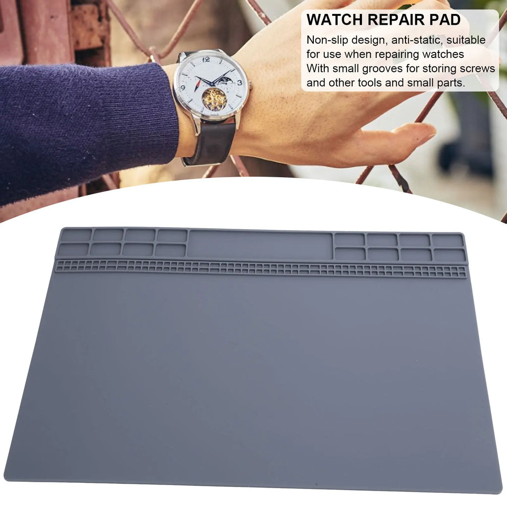 Rubber Mat Non-Slip Watch Repair Table Pad Watchmaker Maintenance Accessory Gray Watch Repairing Tool for Watchmaker Qme