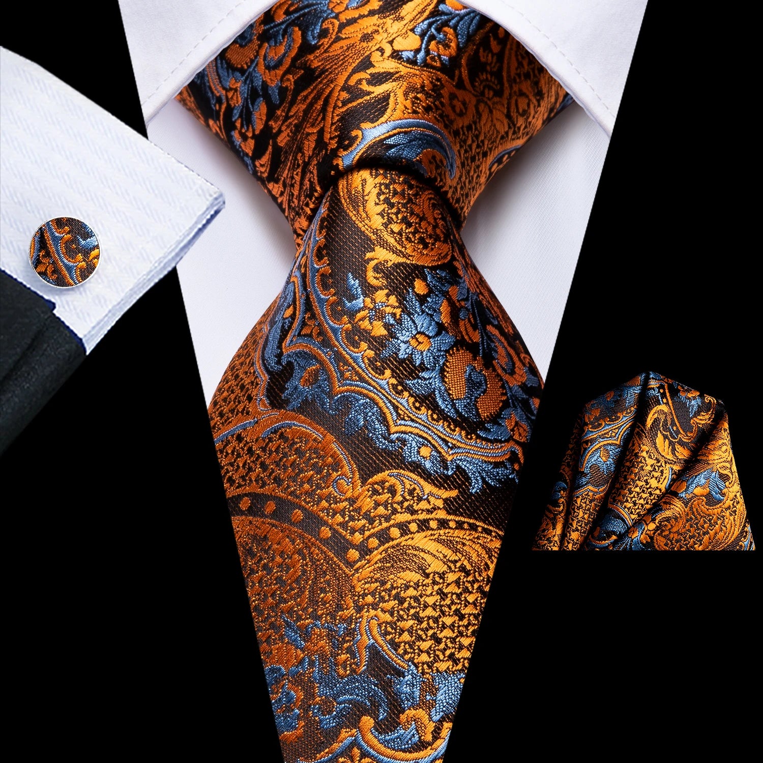 Hi-tie Mens Tie Extra Long Paisley Silk Wedding Men Fashion Design Qme 3523