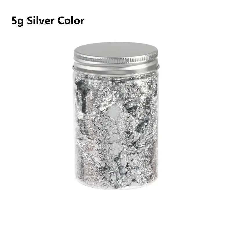 2 5 Metallic Foil Flakes Gold Colorful Alloy Arts Nails Painting DIY Qme 5g Silver Color